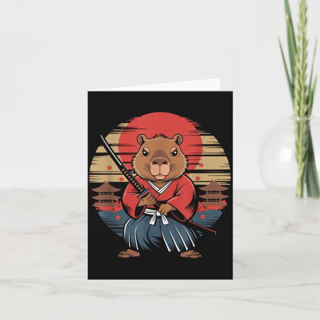 Japanese Samurai Capybara  Card (Front)