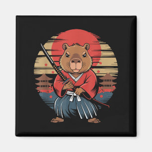 Japanese Samurai Capybara  Magnet