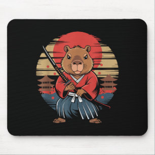 Japanese Samurai Capybara Mouse Pad