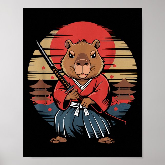 Japanese Samurai Capybara  Poster (Front)