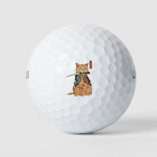 Japanese Samurai Cat Golf Balls