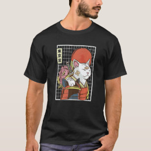 Japanese Samurai Cat Japan Aesthetic Sun Flag Japa T-Shirt