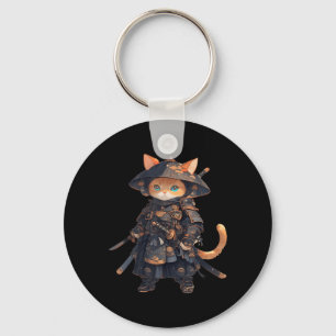 Japanese Samurai Cat Kawaii Ninja Cat Neko Keychain