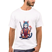 Japanese Samurai Cat Ninja Warrior T-Shirt