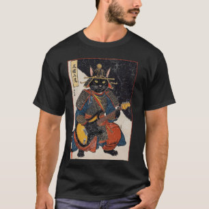 Japanese Samurai Cat Playing Electric Guitar Ukiyo T-Shirt