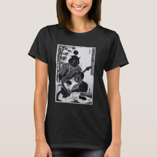 Japanese Samurai Cat Playing Electric Guitar Ukiyo T-Shirt