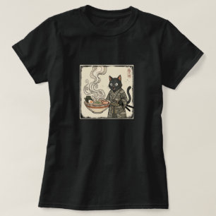 Japanese Samurai Cat Ramen Noodle Ukiyo-e Art T-Shirt