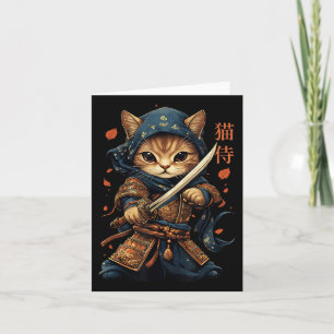 Japanese Samurai Cat Tattoo Kawaii Ninja Cat Cat W Card