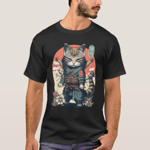 Japanese Samurai Cat Tattoo, Ninja Cat Women, Girl T-Shirt