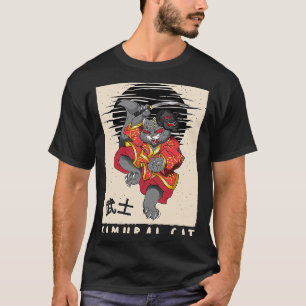 Japanese Samurai Cat Vintage Cat Japan style T-Shirt
