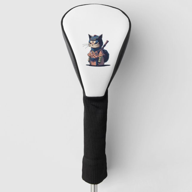 Japanese Samurai Catana Cat Art - For Someone Who  Golf Head Cover (Front)