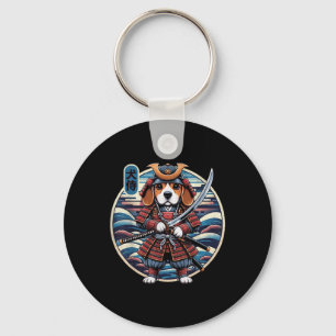 Japanese Samurai Dog Tattoo, Beagle Kawaii Ninja _ Keychain
