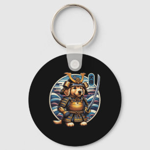 Japanese Samurai Dog Tattoo, Golden Retriever Kawa Keychain