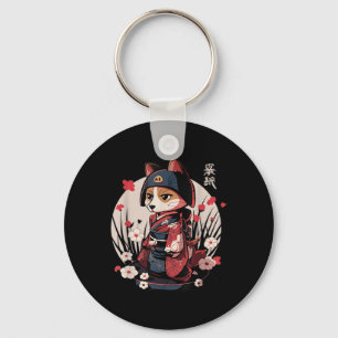 Japanese Samurai Dog Tattoo Kawaii Ninja Dog  Keychain
