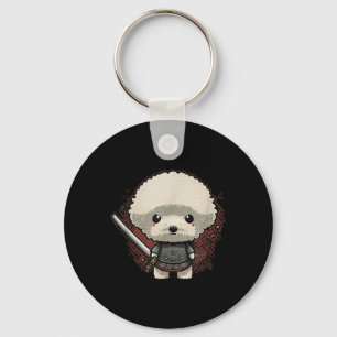 Japanese Samurai Dog Tattoo, Vintage Kawaii Ninja  Keychain