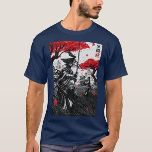 Japanese Samurai Duel Faceoff Ink Wash Painting So T-Shirt