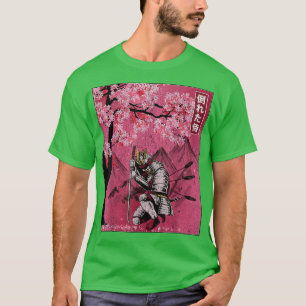 Japanese Samurai Fallen Warrior Cherry Blossom Vin T-Shirt