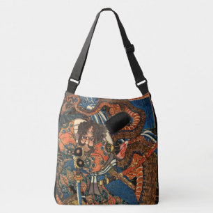 Japanese Samurai fighting python Crossbody Bag