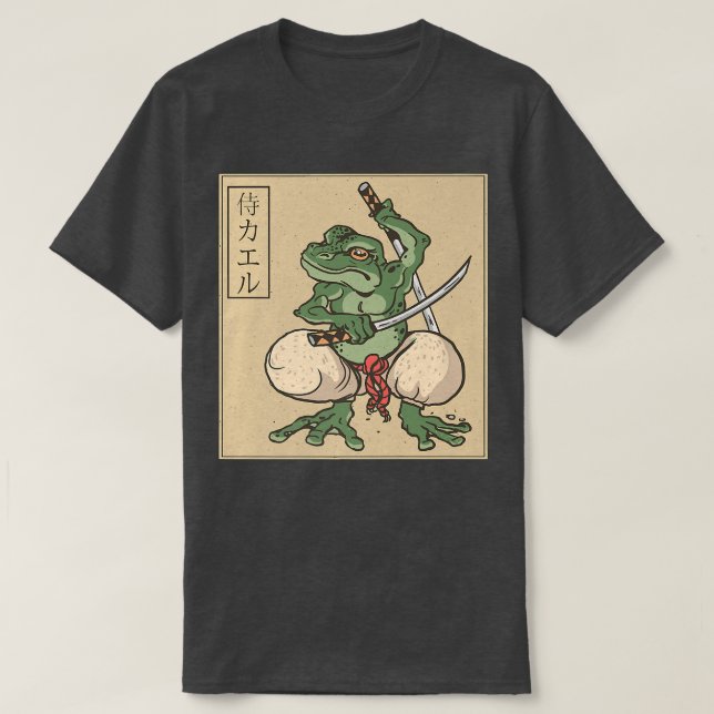 Japanese Samurai Frog Warrior Bushido Code Katana  T-Shirt (Design Front)