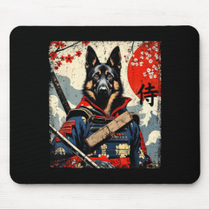 Japanese Samurai German Shepherd Kawaii Ukiyo-E Mouse Pad