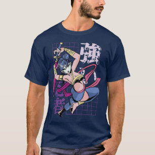 Japanese Samurai Girl and Vintage Sakura  T-Shirt