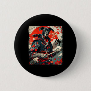 Japanese Samurai Great Dane Tattoo Kawaii Ukiyo-e  2 Inch Round Button