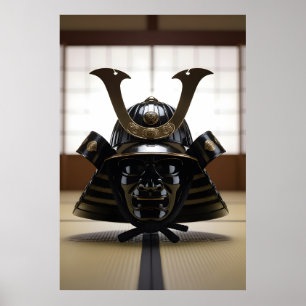 Japanese Samurai Helmet Poster