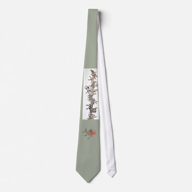 Japanese samurai horse art equestrian sumi tie (Front)