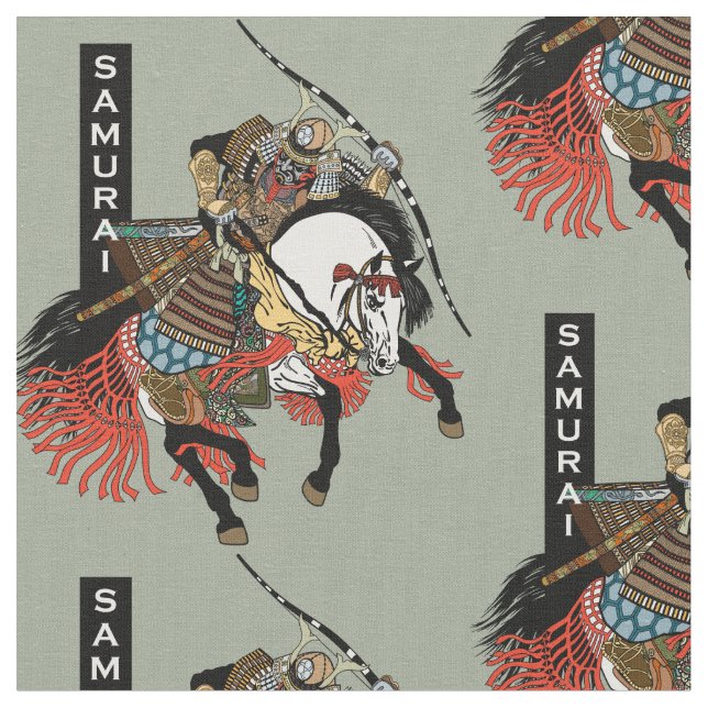 Japanese samurai horseman fabric (Close Up)