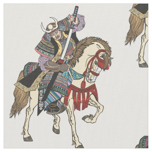 Japanese samurai horseman fabric (Close Up)