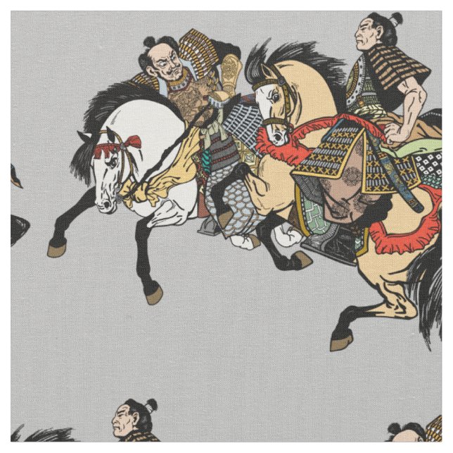 Japanese samurai horseman fabric (Close Up)