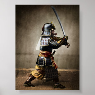 Japanese Samurai in Armour with Katana Poster