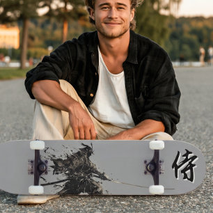 Japanese Samurai Ink Wash Paint  Skateboard