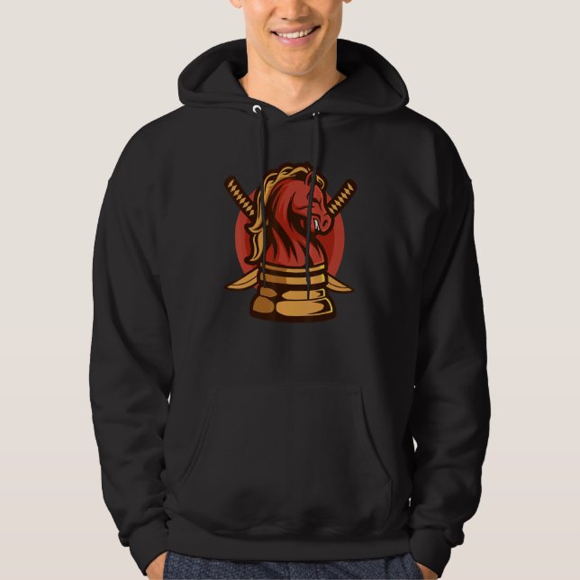 Japanese Samurai Knight Chess Knight Warrior Hoodie (Front)