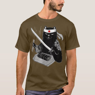 Japanese Samurai Ninja Cat Kawaii Tattoo Men Women T-Shirt