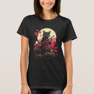 Japanese Samurai Ninja Cat Retro  Tattoo Graphic # T-Shirt