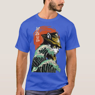 Japanese Samurai Ninja Cat The great wave Kanagawa T-Shirt