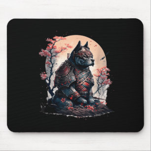 Japanese Samurai Ninja Dog Tattoo Graphic For Men Mouse Pad