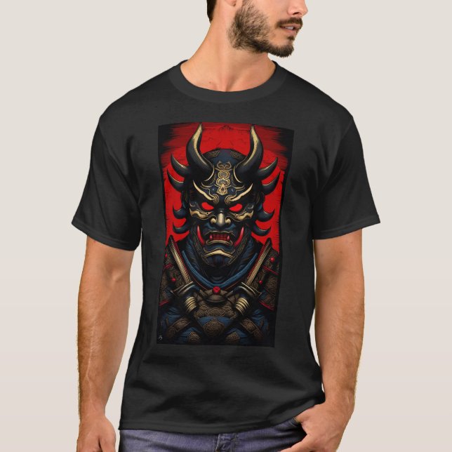 Japanese Samurai Oni Art Graphic Tee (Front)