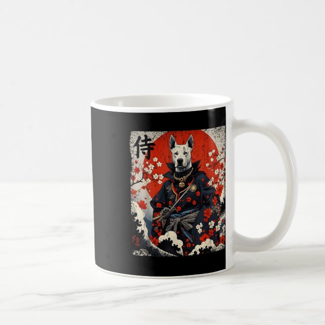 Japanese Samurai Pitbull Tattoo Kawaii Ukiyo-e Nin Coffee Mug (Right)