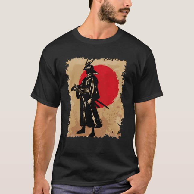 Japanese Samurai Rising Sun Bushido Japan Warrior T-Shirt (Front)