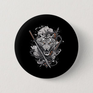 Japanese Samurai Ronin Sword Katana Japan Tiger Ta 2 Inch Round Button