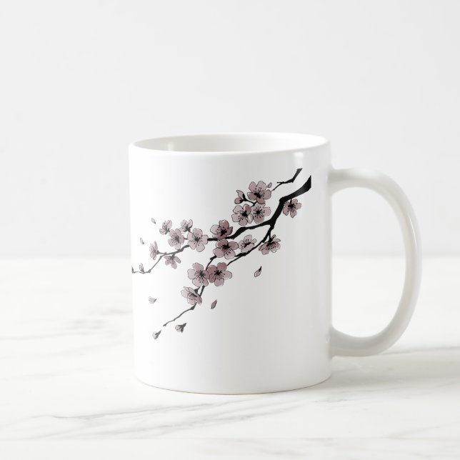 Japanese Samurai × Sakura Ink Art Coffee Mug (Right)