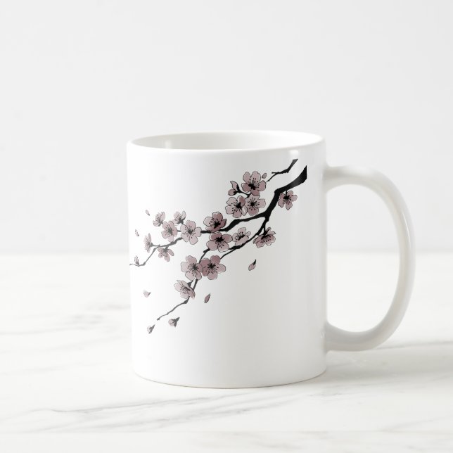 Japanese Samurai&Sakura Ink Art Mug (Right)