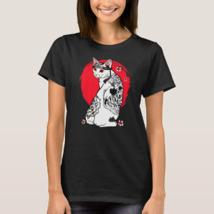 Japanese Samurai Senpai Cat Tattoo Teacher Master  T-Shirt