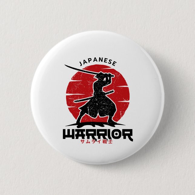 Japanese Samurai Silhouette cushion 2 Inch Round Button (Front)