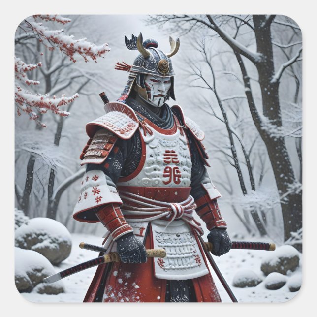 Japanese Samurai square sticker (Front)