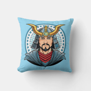 Japanese samurai throw pillow
