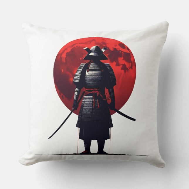 Japanese Samurai Throw Pillow (Front)