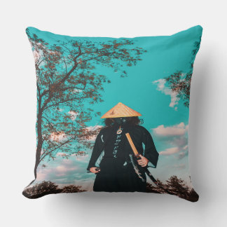 Japanese Samurai Throw Pillow